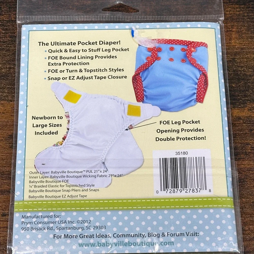 NEW‎ Sewing Pattern Babyville Boutique Ultimate Pocket Diaper  Newborn to Large